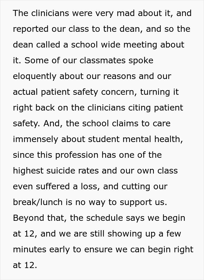 Med Students Are Told To Skip Lunchtime By Teaching Staff, Make Joint Decision Not To Follow These Demands, Get Reported To The Dean