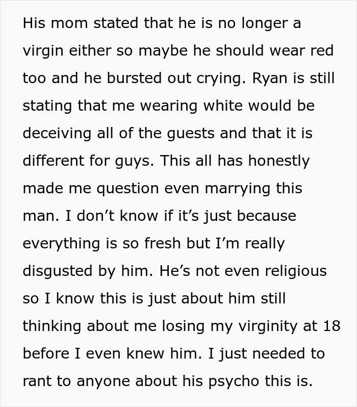 Guy Insists His Fianc&eacute;e Wear A Red Wedding Dress As She's Not A Virgin And Would Be "Deceiving Guests", Gets Dumped Instead