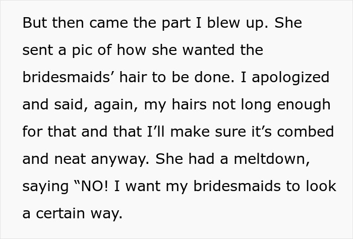 Bridezilla Cries And Tells Her Sister Not To Come To Her Wedding, Trying To Guilt Her Into Growing Out Her Hair For The Wedding