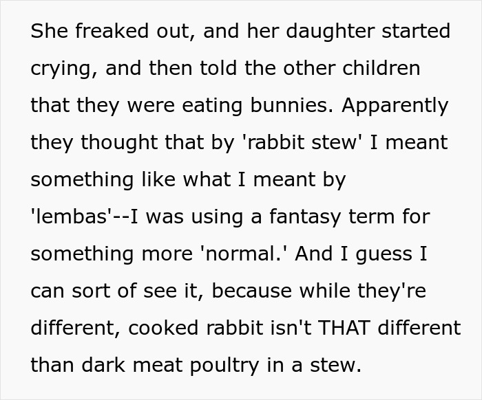 Woman Serves Rabbit Stew For Themed Party, Guests Flip Out After Realizing It Contains Actual Rabbit Meat