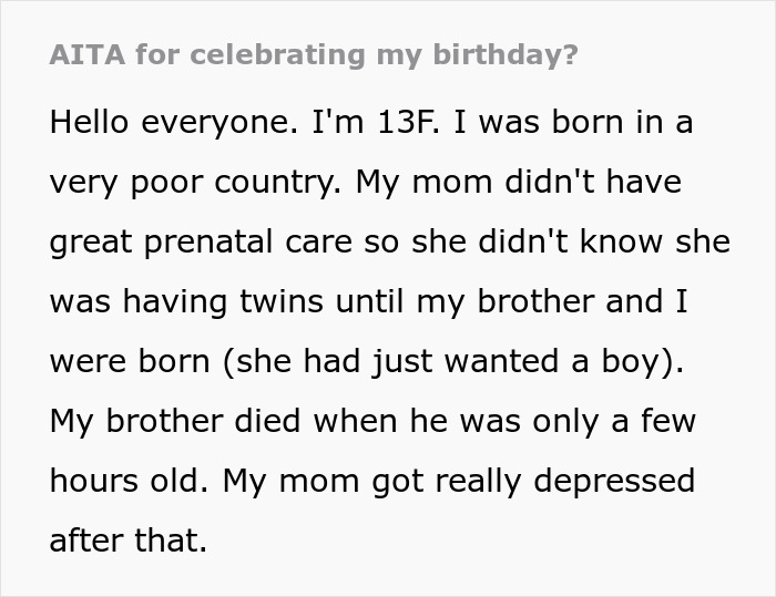 Teen Hasn't Celebrated A Single Birthday In 13 Years Because Her Twin Died At Birth, Finally Retaliates And It Makes Her Mom Furious