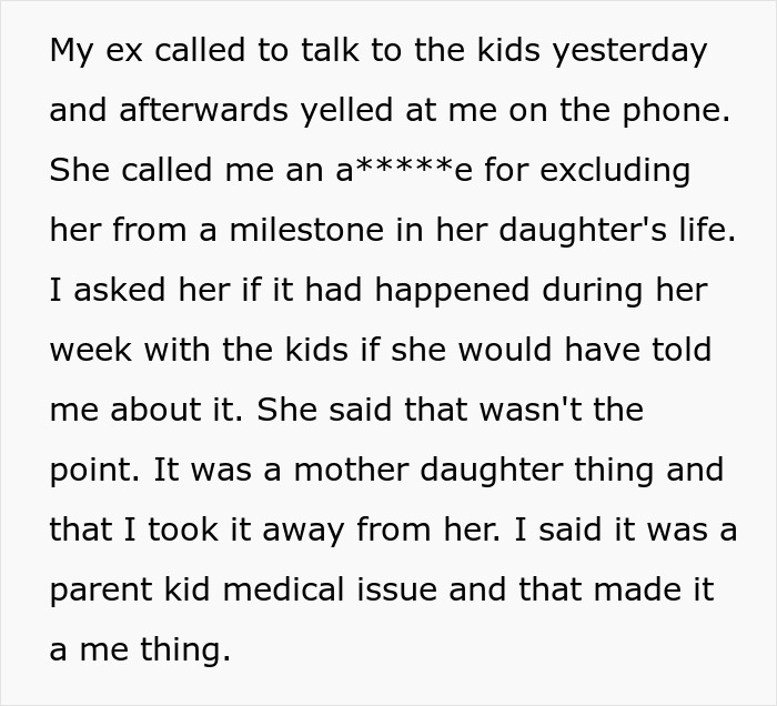 Guy Gets Called A Jerk For “Leaving Out” His Ex From 10 Y.O. Daughter’s “First Period” Milestone Guy Gets Called A Jerk For “Leaving Out” His Ex From 10 Y.O. Daughter’s “First Period” Milestone