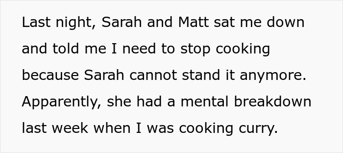 Person Refuses To Stop Cooking Aromatic Meals When His Roommate&rsquo;s Girlfriend Comes Over, Gets Called A Jerk