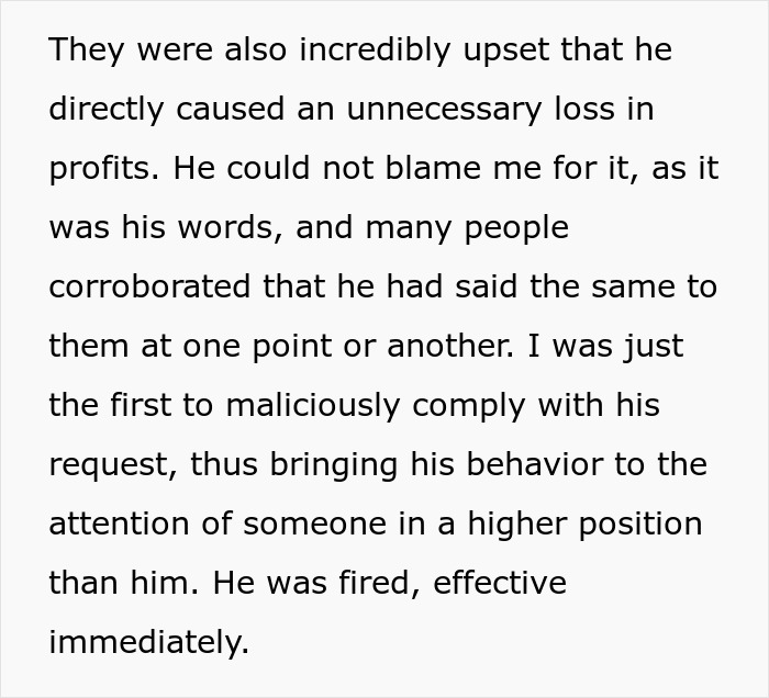 Employee Follows The "Customer Is Always Right" Rule Literally After Being Written Up, The Boss Pays With His Job Employee Follows The "Customer Is Always Right" Rule Literally After Being Written Up, The Boss Pays With His Job