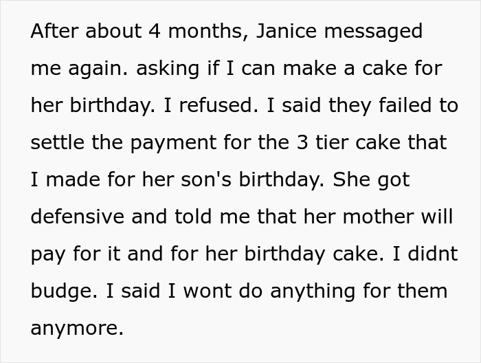 Family Has To Pick Sides After Woman Refuses To Bake More Cakes For Cousin After She Disappeared When She Had To Pay For The First One