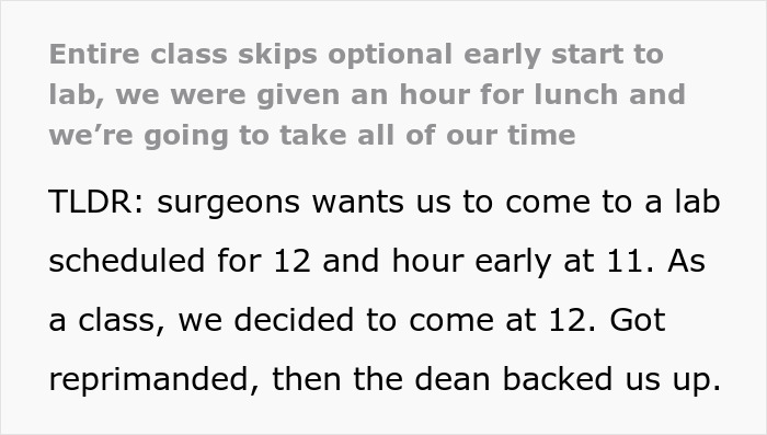 Med Students Are Told To Skip Lunchtime By Teaching Staff, Make Joint Decision Not To Follow These Demands, Get Reported To The Dean