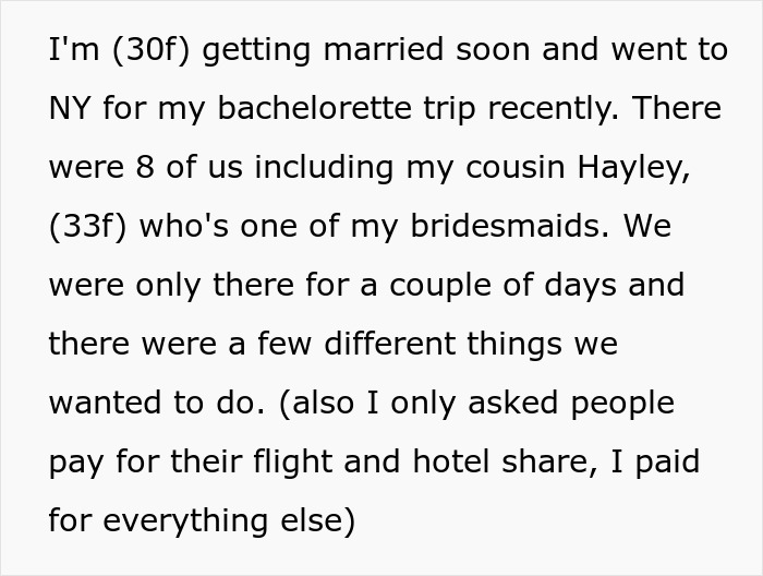 Woman Wants To Know If She Was A Bridezilla For Scolding Cousin For Going Off To Visit Her Husband's Grave And Being Late For Bachelorette Dinner