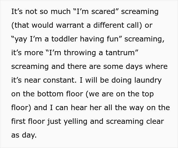 Woman Can’t Bear The Extreme Noise Her Neighbor’s Toddler Makes, Asks Online If She Should File Yet Another Complaint That Might Lead To Eviction Woman Can’t Bear The Extreme Noise Her Neighbor’s Toddler Makes, Asks Online If She Should File Yet Another Complaint That Might Lead To Eviction