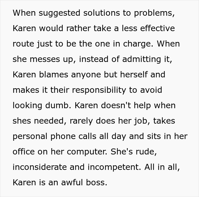 Karen Boss Tells Off Overworked And Underpaid Employee For Taking A 5-Minute Break, They Stop Doing Her Job For Her