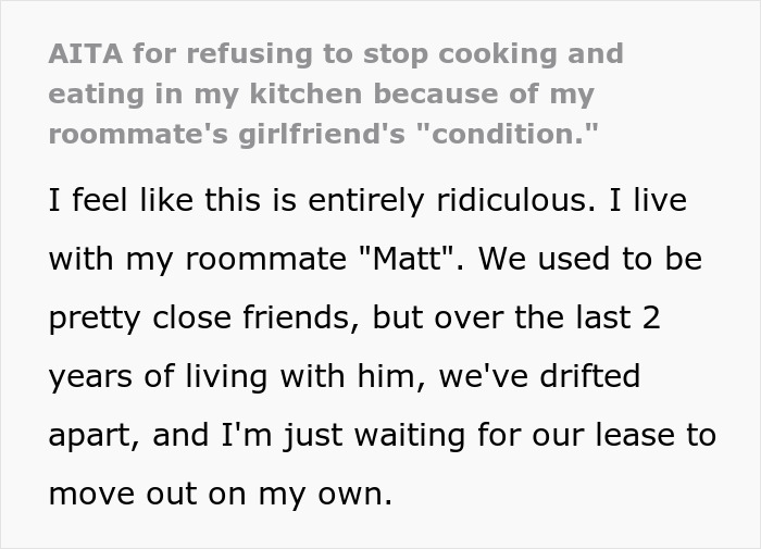 Person Refuses To Stop Cooking Aromatic Meals When His Roommate&rsquo;s Girlfriend Comes Over, Gets Called A Jerk
