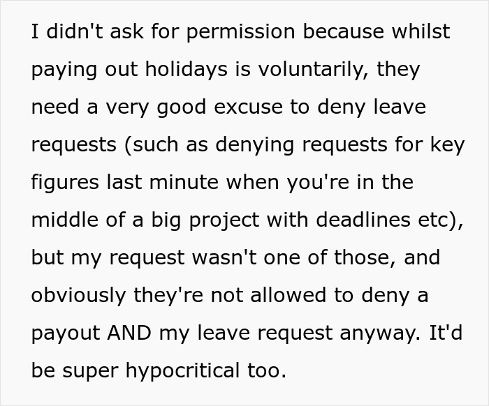 “You Have To Use Your Vacation Days”: Employee Makes Company Backpedal After Saying They Can’t Cash In Their Unused Vacation Days “You Have To Use Your Vacation Days”: Employee Makes Company Backpedal After Saying They Can’t Cash In Their Unused Vacation Days