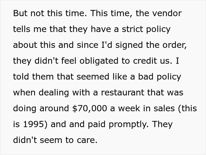 Vendor Won&rsquo;t Credit Missing Item Due To &ldquo;Strict Policy,&rdquo; Restaurant Manager Maliciously Complies