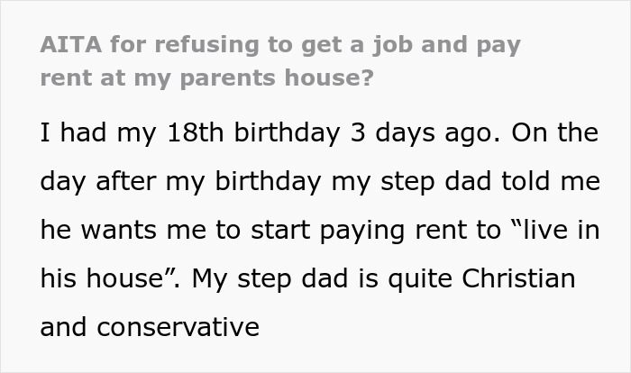 &ldquo;My Mother Keeps Crying&rdquo;: Man Asks Stepson To Start Paying Rent A Day After He Turns 18, He Moves In With His Aunt Instead