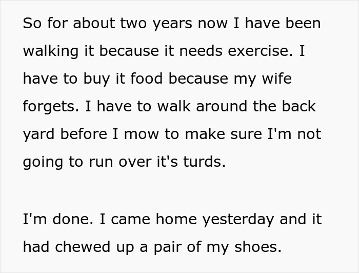 Man Never Wanted A Dog But Allowed His Wife And Kids To Have One As Long As They Took Care Of It, Gets Called A Jerk For Calling Out Their Neglect