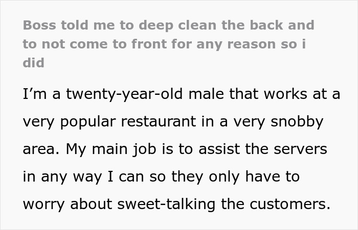 Restaurant Manager Asks Employee To Deep Clean The Back, Gets Mad When He Does Exactly That