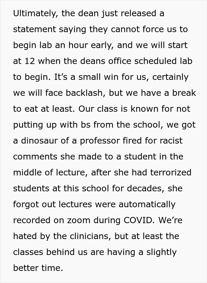 Med Students Are Told To Skip Lunchtime By Teaching Staff, Make Joint Decision Not To Follow These Demands, Get Reported To The Dean