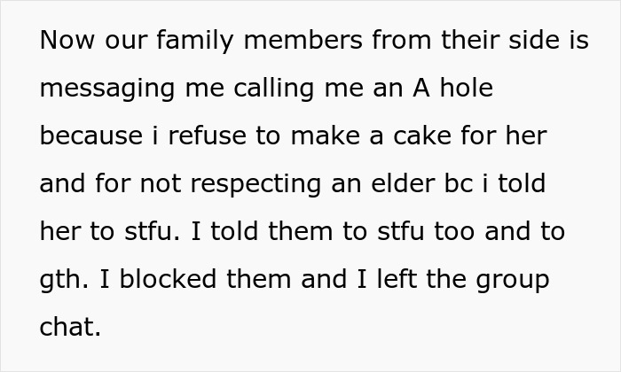 Family Has To Pick Sides After Woman Refuses To Bake More Cakes For Cousin After She Disappeared When She Had To Pay For The First One