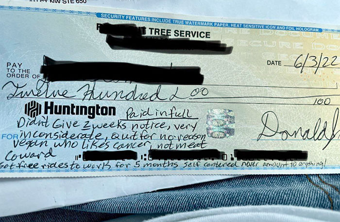 My Boss Actually Wrote This On My Last Check