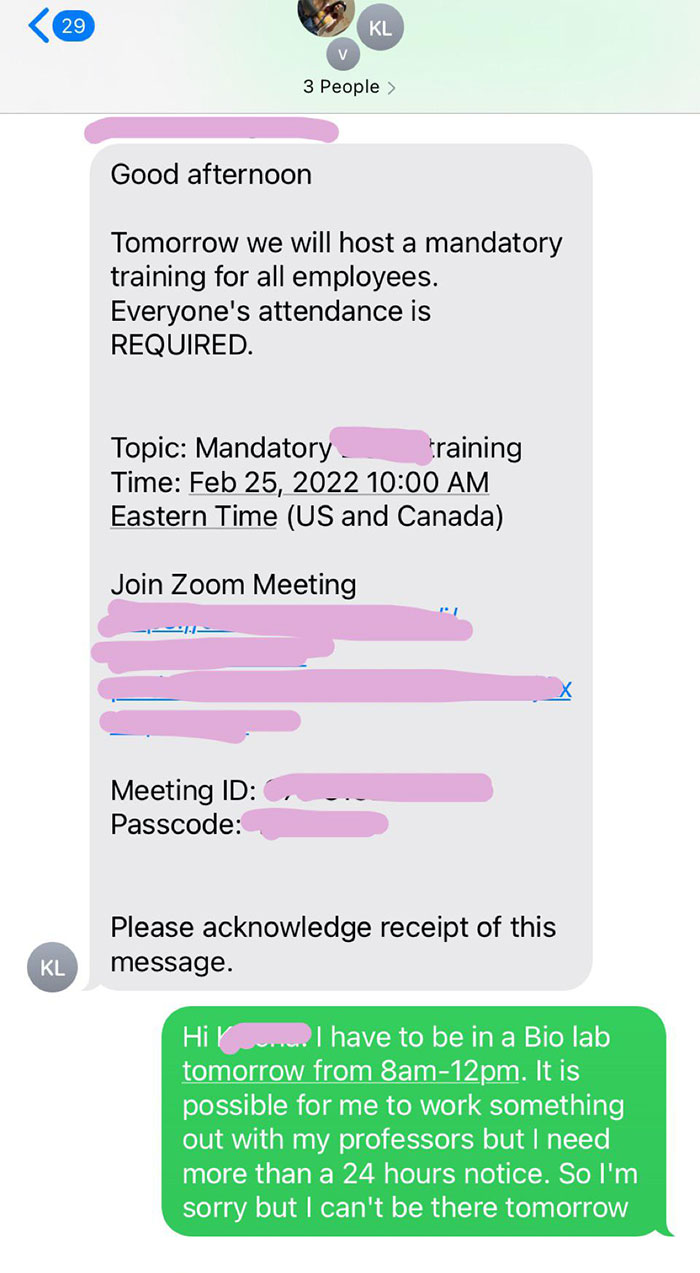 My Boss Gave Me An 18-Hour Notice That We Will Have A Mandatory Meeting