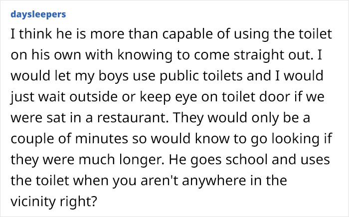Mom Says She's Uncomfortable With Her Young Son Using Men's Bathrooms Alone, Asks For Advice Online
