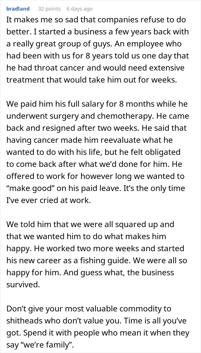 Unbelievable Note From CEO Asking Workers To Donate Their PTO To Hospitalized Long-Term Employee Goes Viral