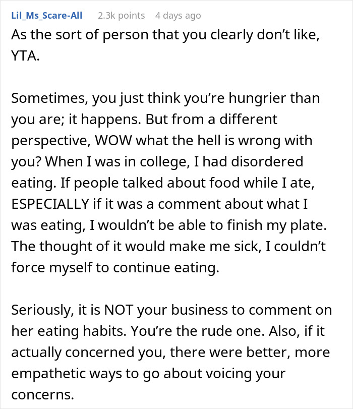 Woman Doesn't Finish Her Food At The Dining Hall, This Student Thinks She Has The Right To Call Her Out