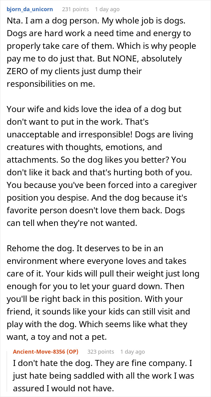 Man Never Wanted A Dog But Allowed His Wife And Kids To Have One As Long As They Took Care Of It, Gets Called A Jerk For Calling Out Their Neglect