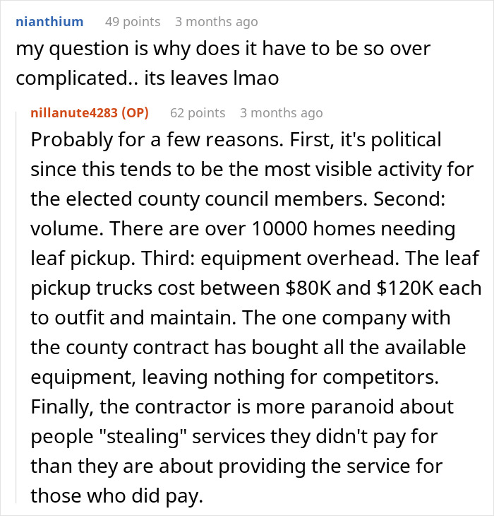 Man Buys The Rights To His Neighbors' Leaves To Mess With Leaf Collection Company's Ridiculous Rules By Building A Giant Pile Man Buys The Rights To His Neighbors' Leaves To Mess With Leaf Collection Company's Ridiculous Rules By Building A Giant Pile