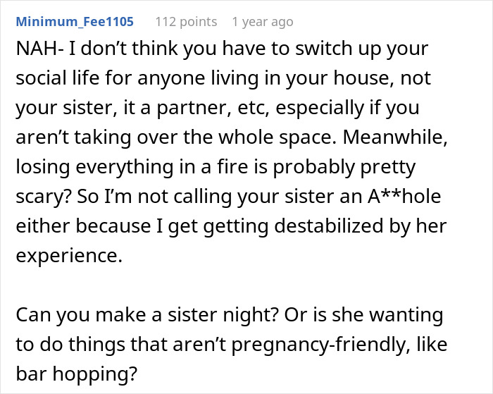 Expecting Mom Invites Sister Whose House Was Destroyed By Fire To Live With Her, But Gets Called Out For Having A Dull Life Expecting Mom Invites Sister Whose House Was Destroyed By Fire To Live With Her, But Gets Called Out For Having A Dull Life