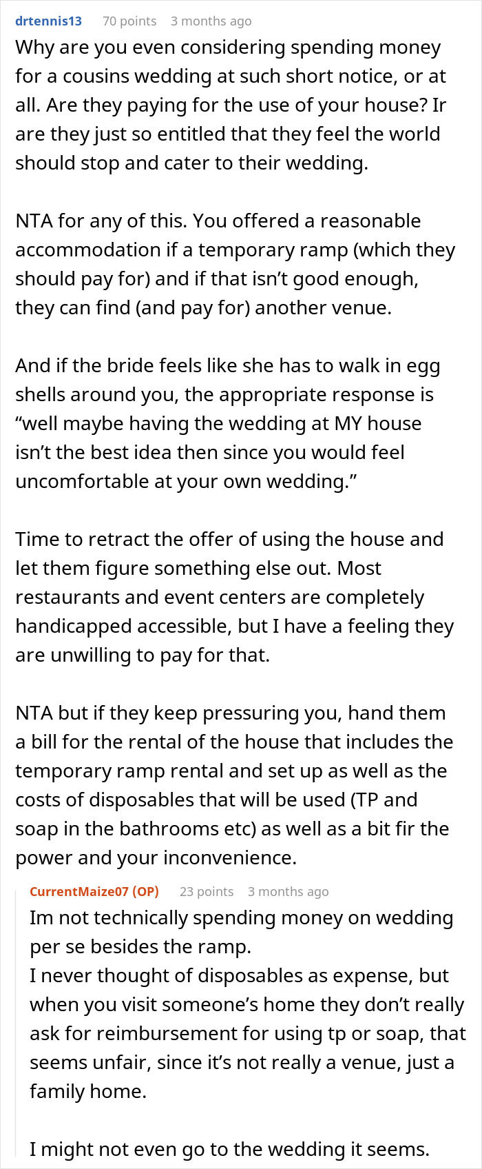 After Suggesting To Use A Temporary Ramp So Her House Can Be Accessible For A Wedding, Woman Exposes The Insulting Bride-To-Be And The Wedding Is Called Off After Suggesting To Use A Temporary Ramp So Her House Can Be Accessible For A Wedding, Woman Exposes The Insulting Bride-To-Be And The Wedding Is Called Off