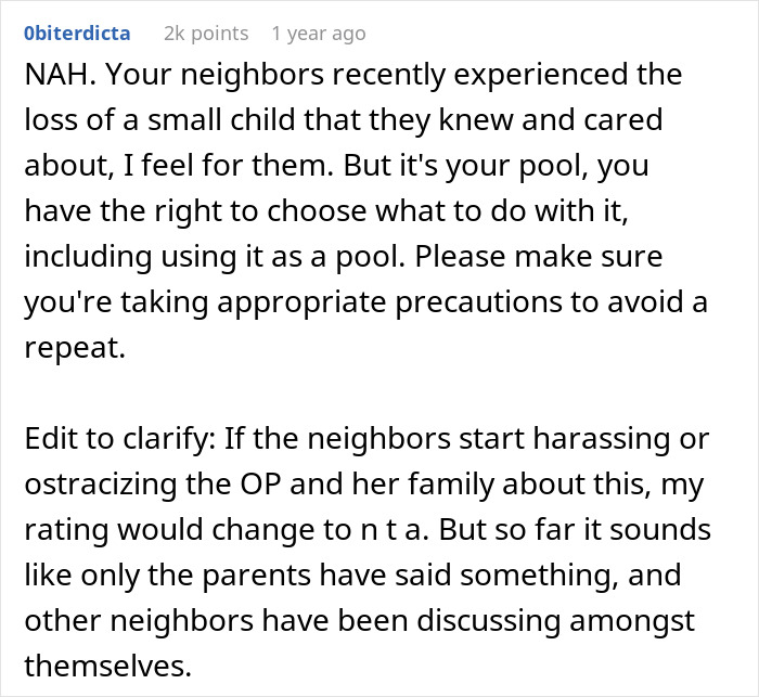 New Homeowners Refuse To Get Rid Of The Pool Their Neighbor's Kid Drowned In, Ask If They're Being Insensitive