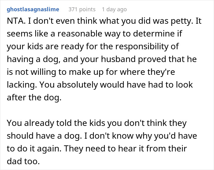 The Internet Praises This Genius Mom For Testing Her Husband And Kids To See If They Can Handle A Dog