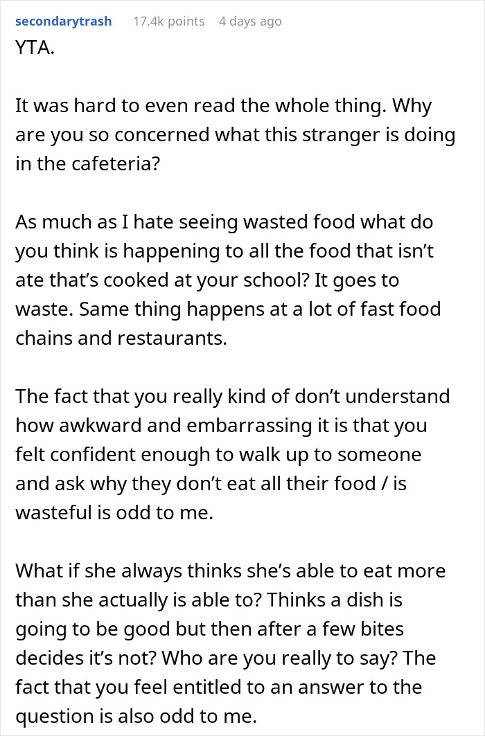 Woman Doesn't Finish Her Food At The Dining Hall, This Student Thinks She Has The Right To Call Her Out