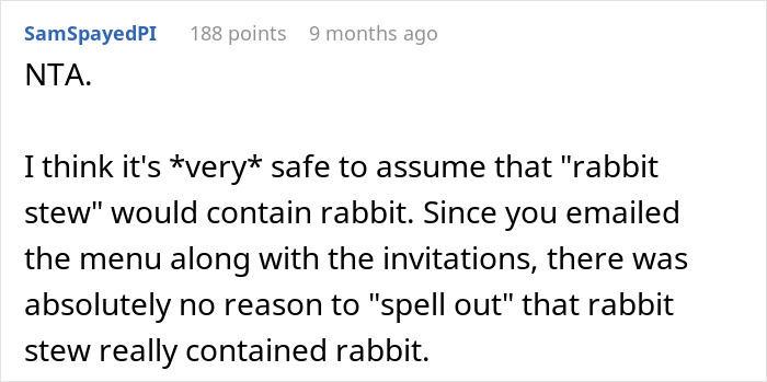 Woman Serves Rabbit Stew For Themed Party, Guests Flip Out After Realizing It Contains Actual Rabbit Meat