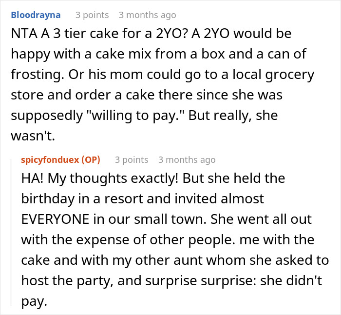 Family Has To Pick Sides After Woman Refuses To Bake More Cakes For Cousin After She Disappeared When She Had To Pay For The First One