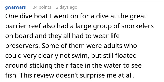Non-Swimmer Books A Snorkeling Tour, Gets Roasted By A Business Owner When He Leaves 1-Star Review Online