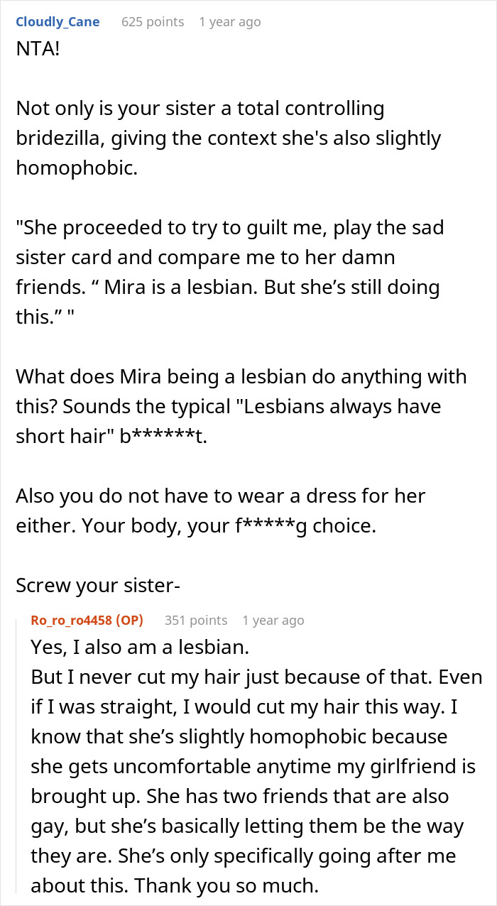 Bridezilla Cries And Tells Her Sister Not To Come To Her Wedding, Trying To Guilt Her Into Growing Out Her Hair For The Wedding