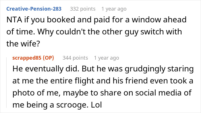 Entitled Newlyweds Are Upset Fellow Plane Traveler Refused To Accommodate For Their Lack Of Foresight When Booking Plane Seats