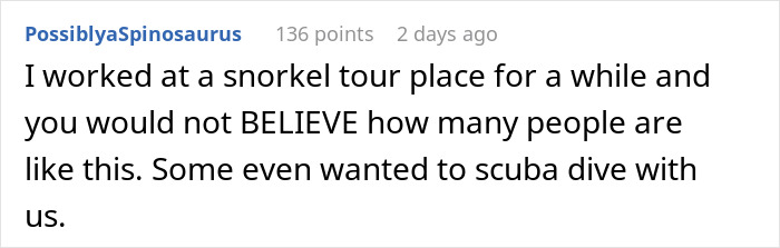 Non-Swimmer Books A Snorkeling Tour, Gets Roasted By A Business Owner When He Leaves 1-Star Review Online