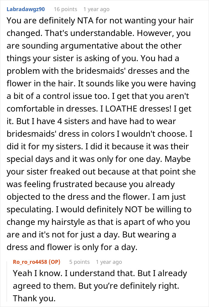 Bridezilla Cries And Tells Her Sister Not To Come To Her Wedding, Trying To Guilt Her Into Growing Out Her Hair For The Wedding