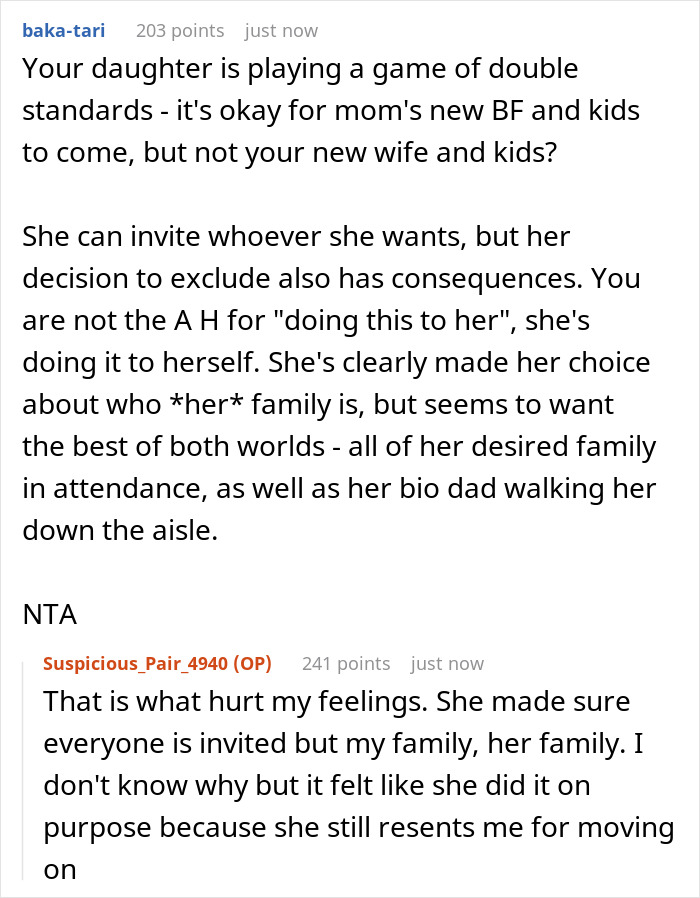“AITA For Telling My Daughter That I Won’t Be Attending Her Wedding?” “AITA For Telling My Daughter That I Won’t Be Attending Her Wedding?”