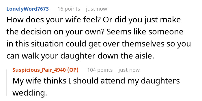 “AITA For Telling My Daughter That I Won’t Be Attending Her Wedding?” “AITA For Telling My Daughter That I Won’t Be Attending Her Wedding?”