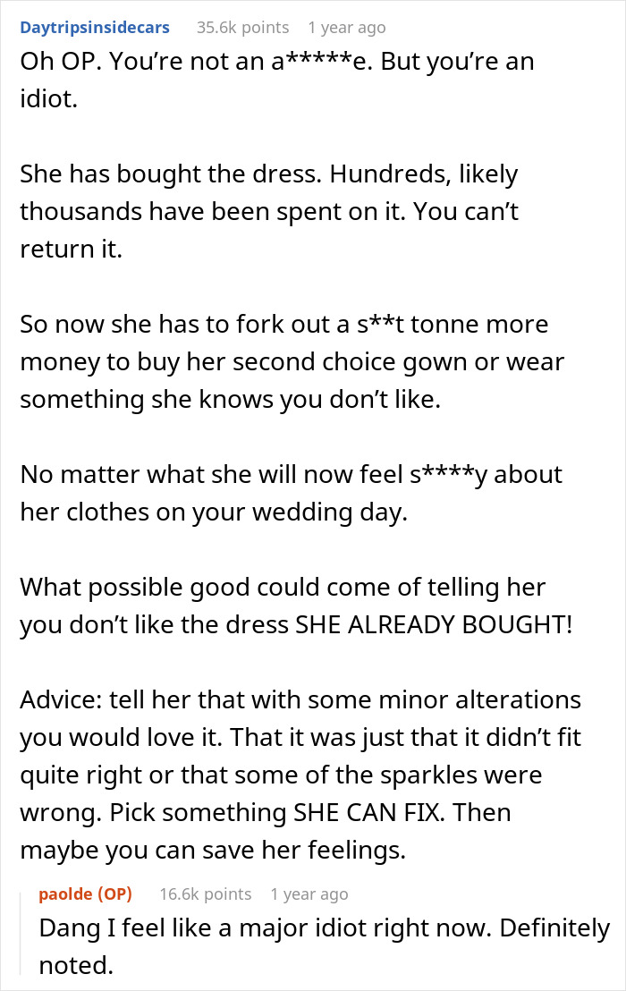 Woman Blocks Fianc&eacute;&rsquo;s Number And Stays At Mom&rsquo;s House After He Gives An Overly Honest Opinion On Her Wedding Dress