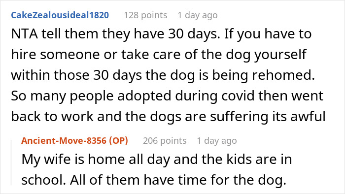 Man Never Wanted A Dog But Allowed His Wife And Kids To Have One As Long As They Took Care Of It, Gets Called A Jerk For Calling Out Their Neglect