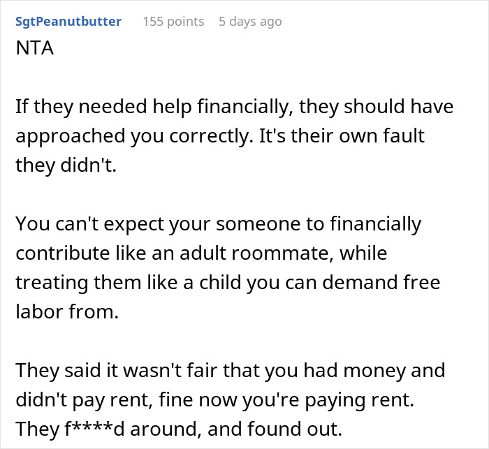 Family Doesn't Appreciate All The Household Work This Woman Does And Demands She Pays Rent, Regret It When She Moves Out Instead Family Doesn't Appreciate All The Household Work This Woman Does And Demands She Pays Rent, Regret It When She Moves Out Instead