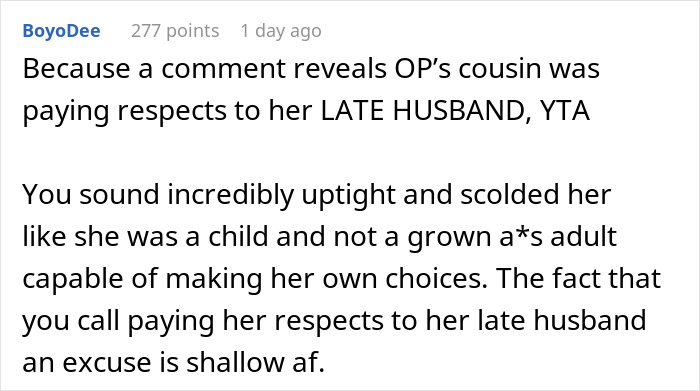 Woman Wants To Know If She Was A Bridezilla For Scolding Cousin For Going Off To Visit Her Husband's Grave And Being Late For Bachelorette Dinner