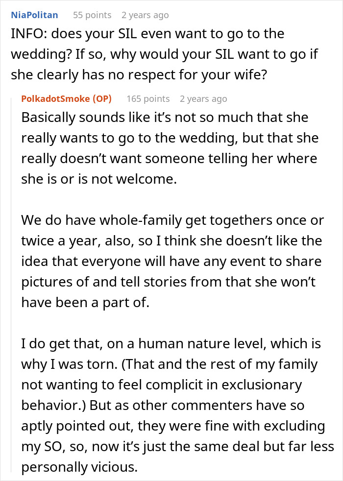 SIL Fat-Shames This Guy's Fianc&eacute;e, Gets Upset When She Gets Excluded From Their Wedding, Despite Her Husband Getting To Go