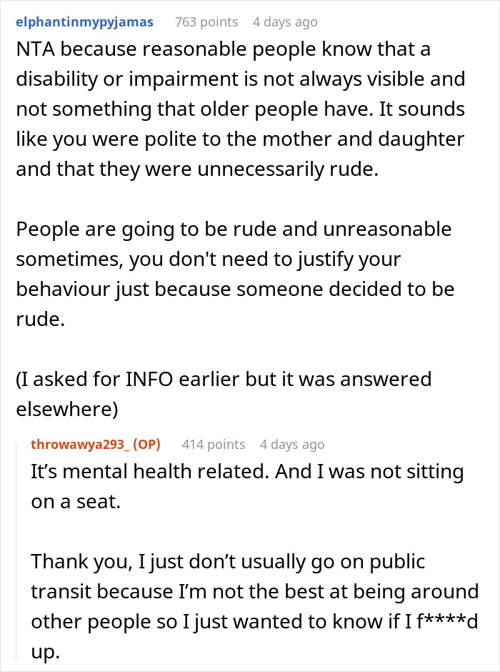 Parent Refuses To Make Their Ill 17-Year-Old Son Give Up His Seat For An Elderly Woman, Wonders If They Did The Right Thing Parent Refuses To Make Their Ill 17-Year-Old Son Give Up His Seat For An Elderly Woman, Wonders If They Did The Right Thing