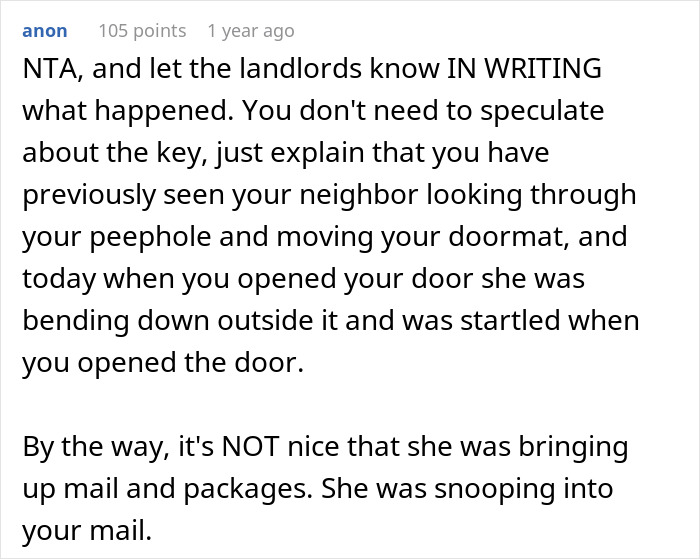 Woman Is Annoyed Her Neighbor Comes To Her Landing And Lurks, So She Swings Open The Door, Frightening Her And Causing Her To Fall