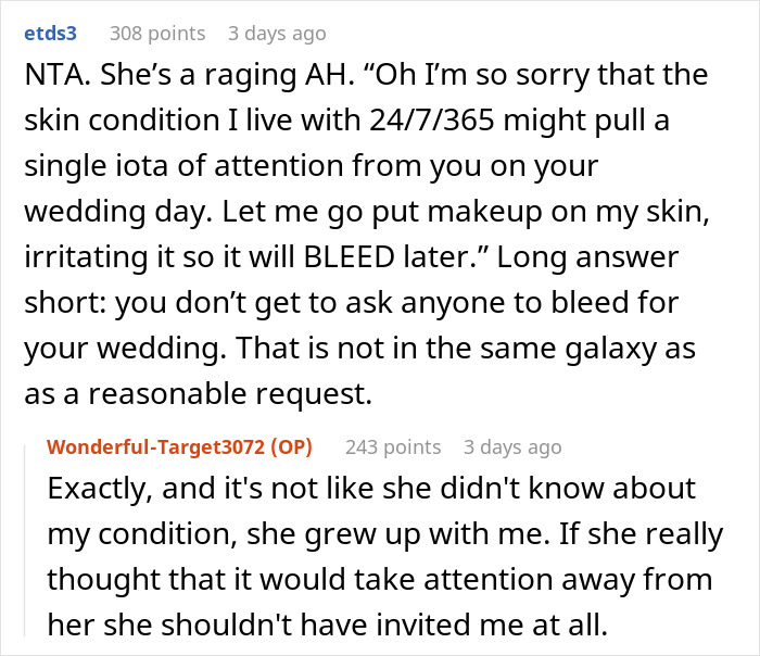 Woman Leaves "Friend's" Wedding After She's Called Out For Not Covering Up Her Skin Condition